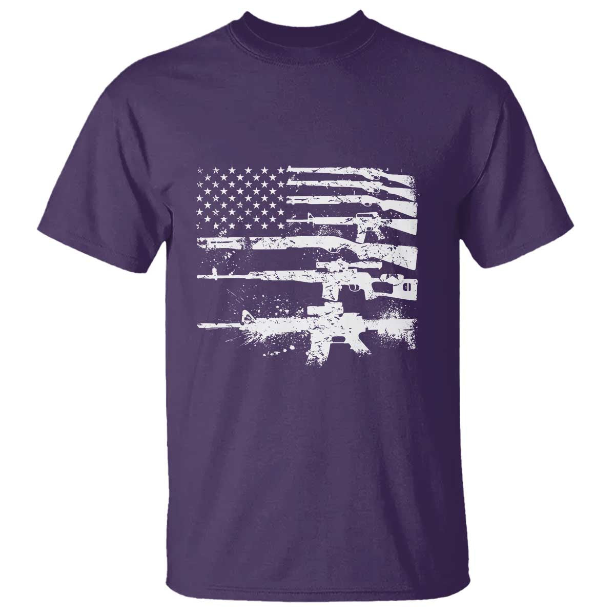 Machine Guns American Flag T Shirt For Gun Owner Lover 2A Retro Vintage