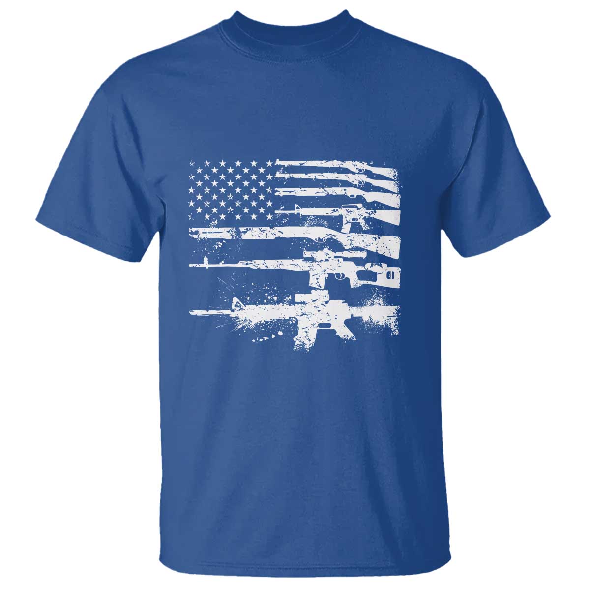 Machine Guns American Flag T Shirt For Gun Owner Lover 2A Retro Vintage