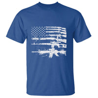 Machine Guns American Flag T Shirt For Gun Owner Lover 2A Retro Vintage