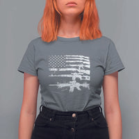 Machine Guns American Flag T Shirt For Women For Gun Owner Lover 2A Retro Vintage