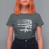 Machine Guns American Flag T Shirt For Women For Gun Owner Lover 2A Retro Vintage