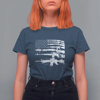 Machine Guns American Flag T Shirt For Women For Gun Owner Lover 2A Retro Vintage