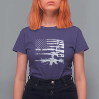 Machine Guns American Flag T Shirt For Women For Gun Owner Lover 2A Retro Vintage