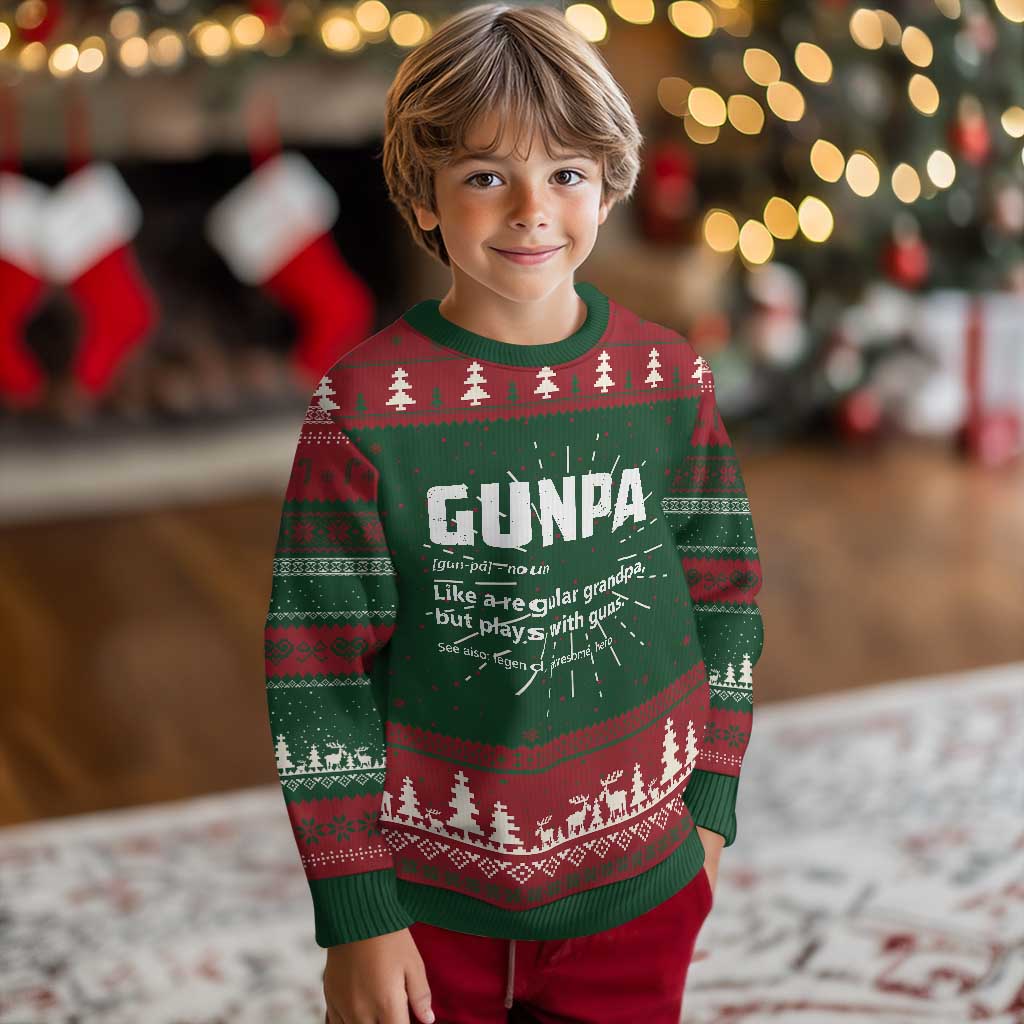 Cool Gun Grandpa Enthusiast Ugly Christmas Sweater Funny Gunpa Definition Like A Regular Grandpa But Plays With Guns - Wonder Print Shop