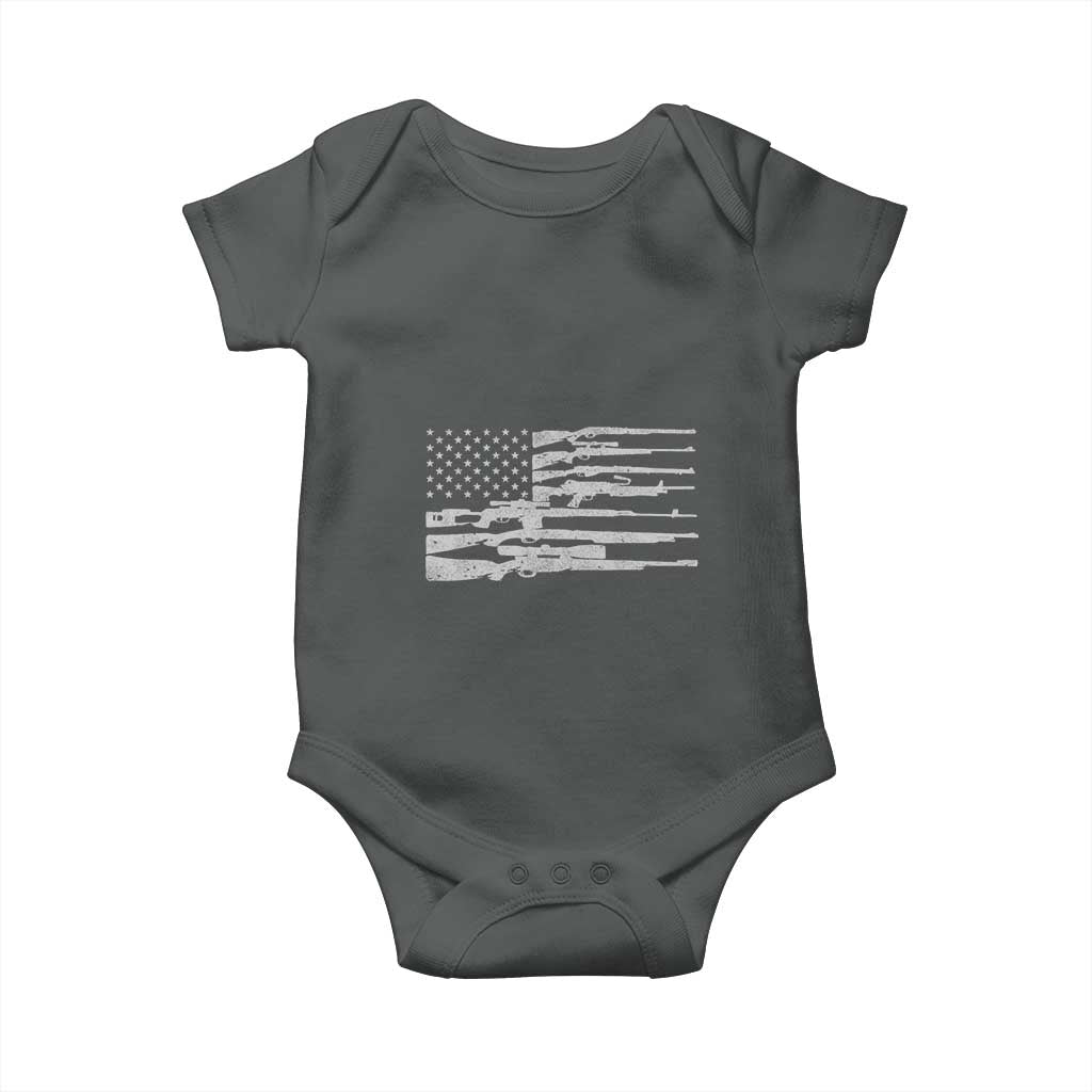 American Flag Rifle Firearm Baby Onesie Machine Guns 2A