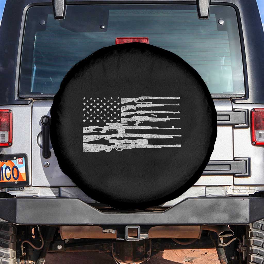 American Flag Rifle Firearm Spare Tire Cover Machine Guns 2A