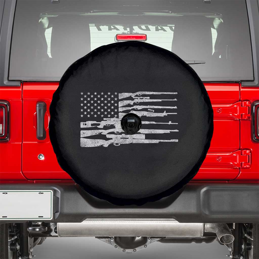 American Flag Rifle Firearm Spare Tire Cover Machine Guns 2A
