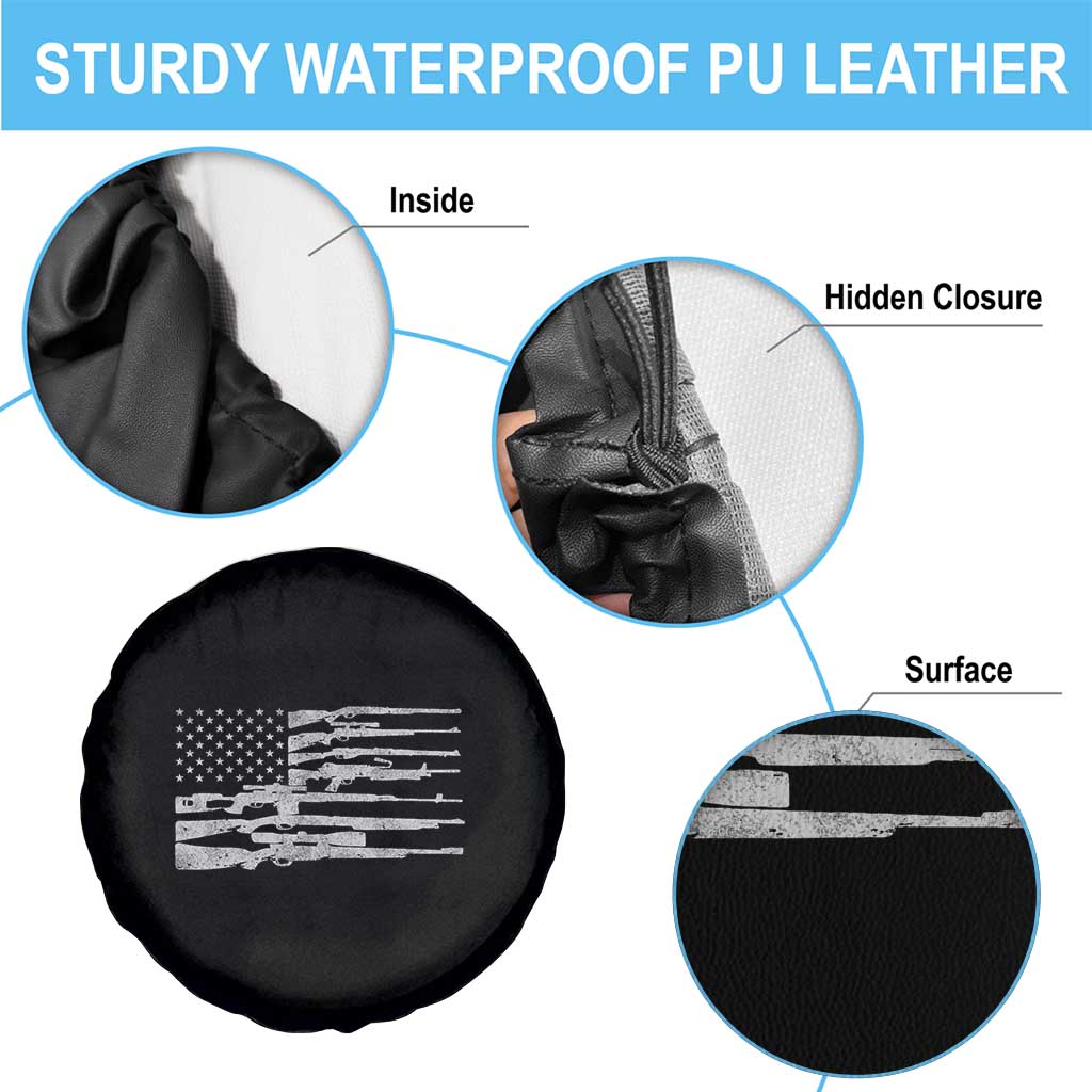 American Flag Rifle Firearm Spare Tire Cover Machine Guns 2A