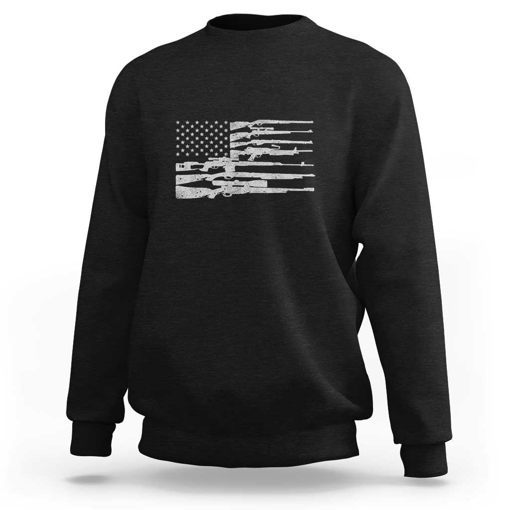 American Flag Rifle Firearm Sweatshirt Machine Guns 2A - Wonder Print Shop