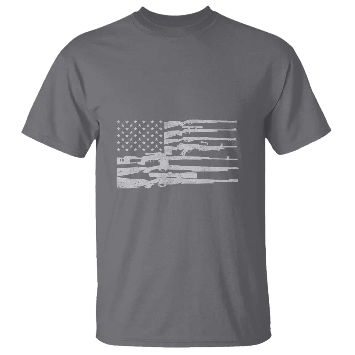 American Flag Rifle Firearm T Shirt Machine Guns 2A - Wonder Print Shop