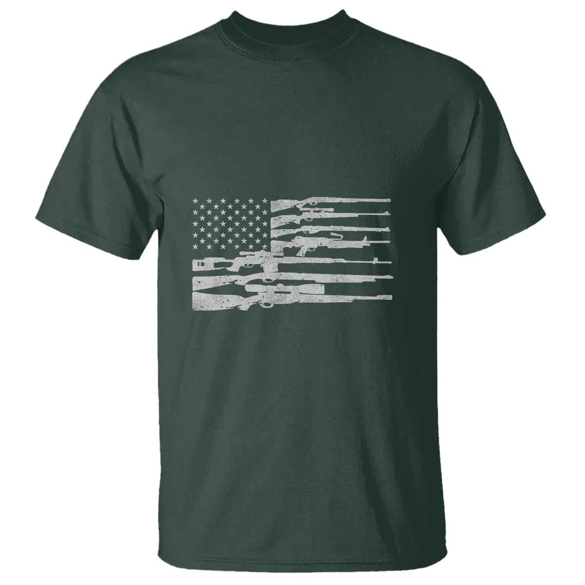 American Flag Rifle Firearm T Shirt Machine Guns 2A - Wonder Print Shop