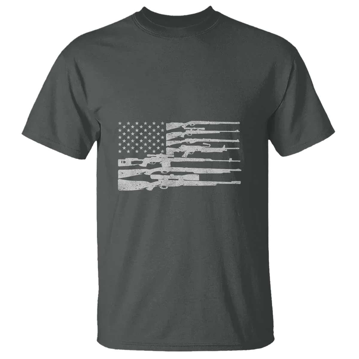 American Flag Rifle Firearm T Shirt Machine Guns 2A - Wonder Print Shop