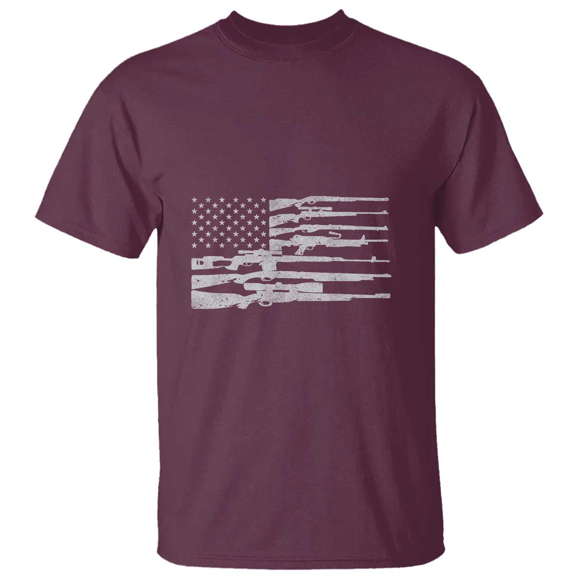 American Flag Rifle Firearm T Shirt Machine Guns 2A - Wonder Print Shop