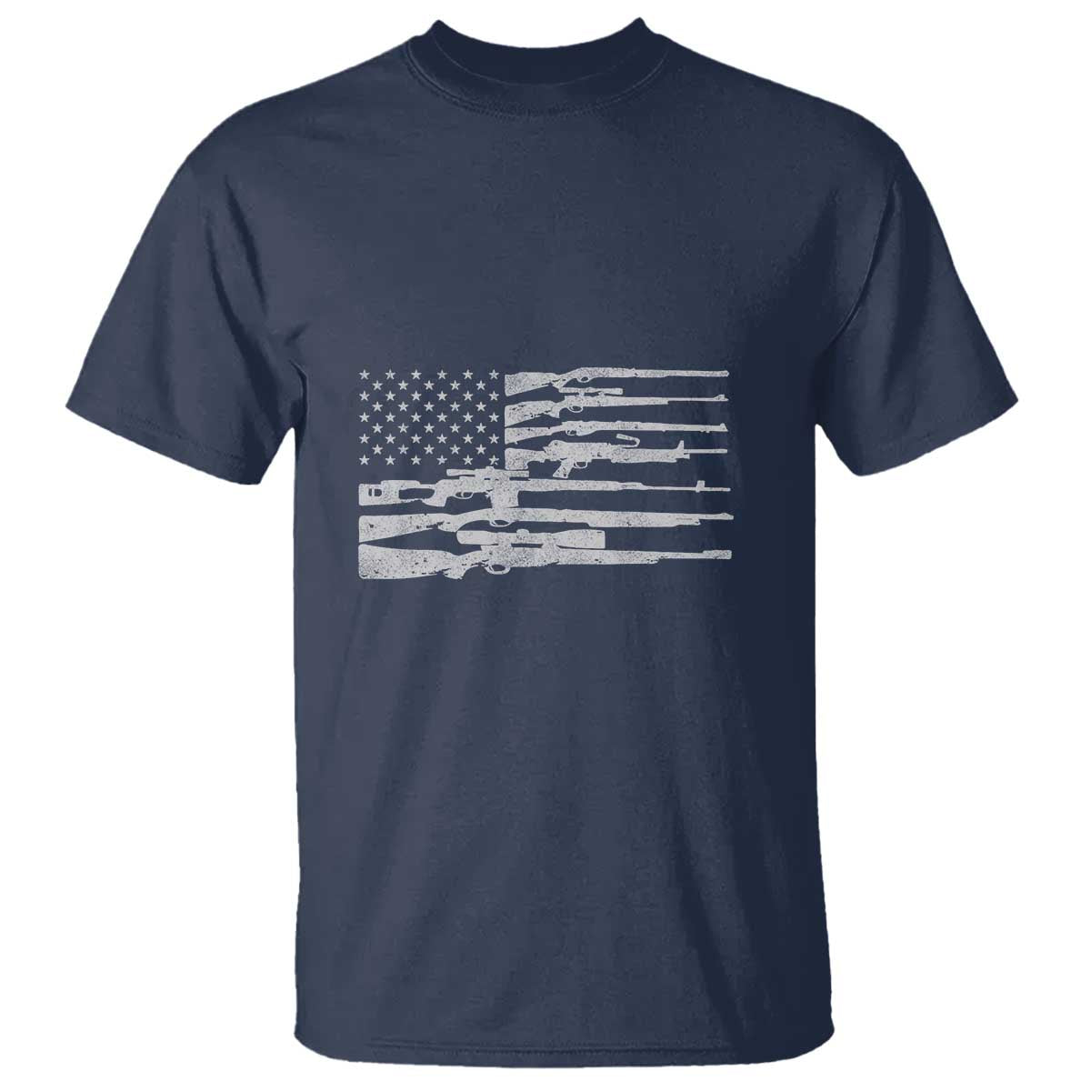 American Flag Rifle Firearm T Shirt Machine Guns 2A - Wonder Print Shop