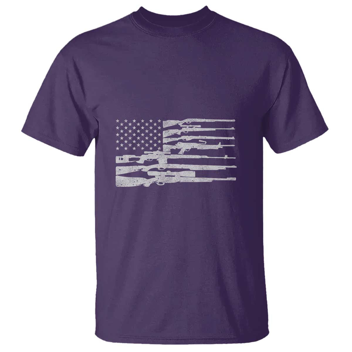 American Flag Rifle Firearm T Shirt Machine Guns 2A - Wonder Print Shop
