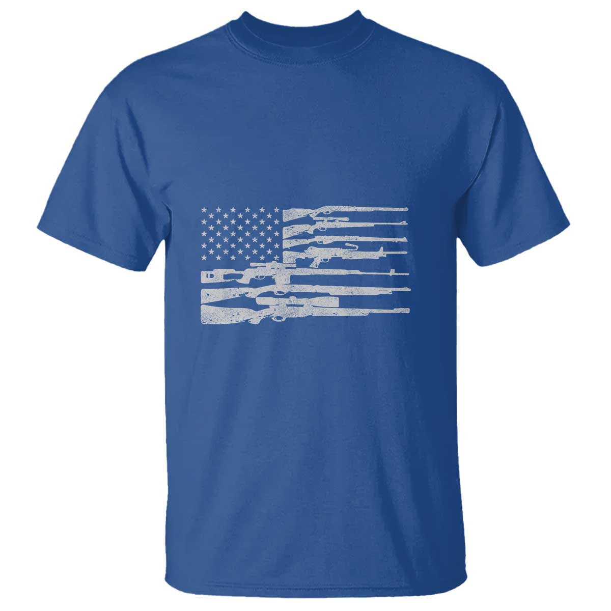 American Flag Rifle Firearm T Shirt Machine Guns 2A - Wonder Print Shop