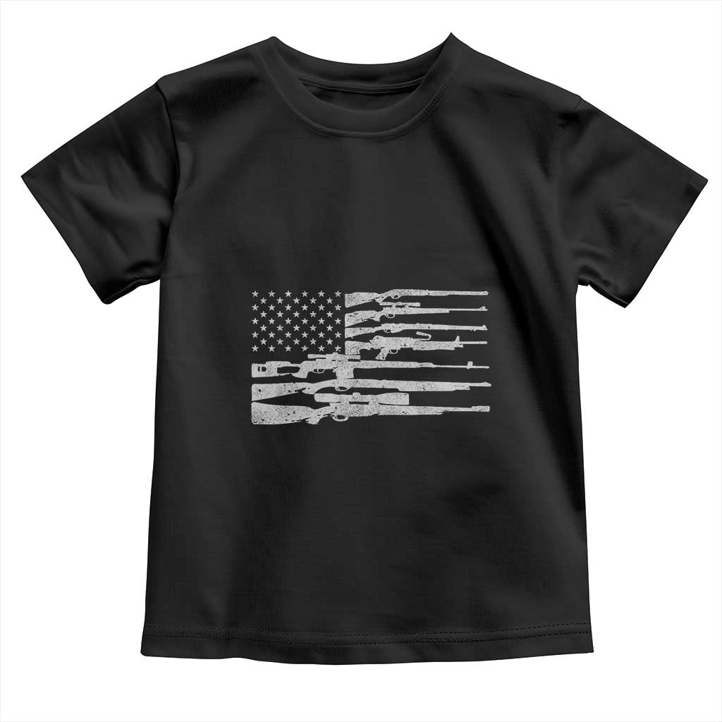 American Flag Rifle Firearm Toddler T Shirt Machine Guns 2A