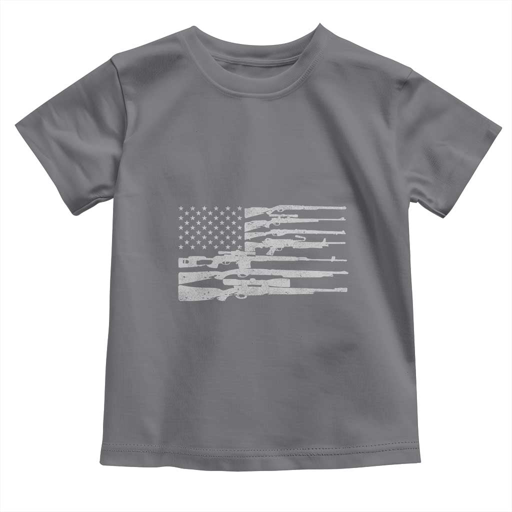 American Flag Rifle Firearm Toddler T Shirt Machine Guns 2A