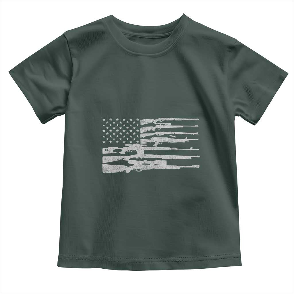 American Flag Rifle Firearm Toddler T Shirt Machine Guns 2A