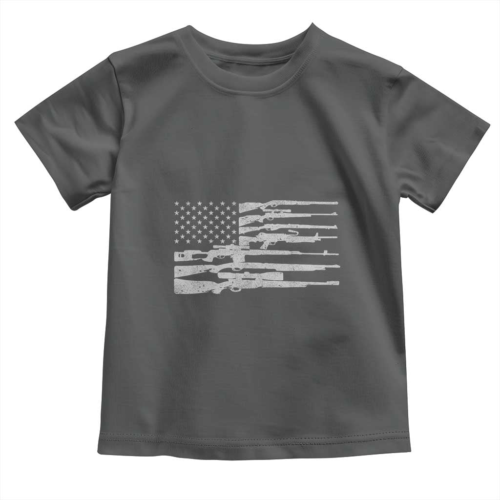 American Flag Rifle Firearm Toddler T Shirt Machine Guns 2A