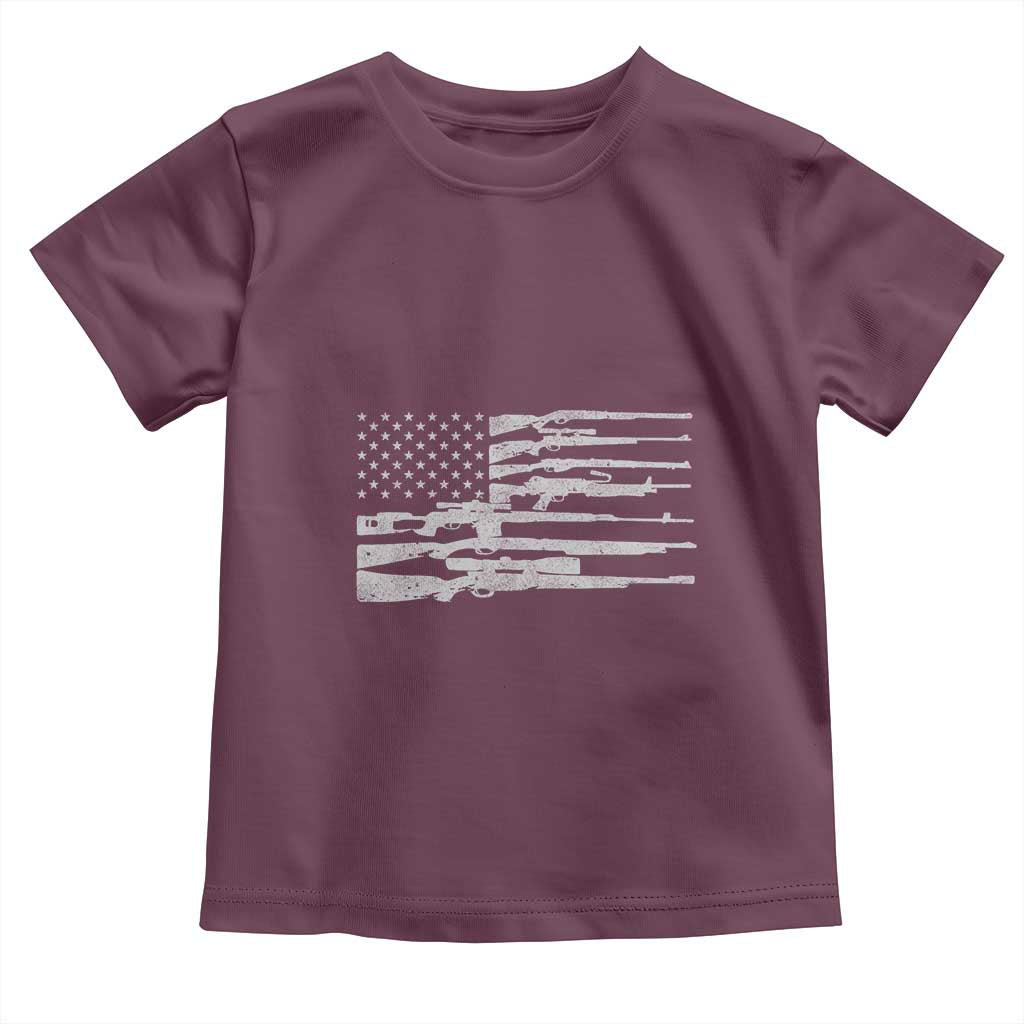 American Flag Rifle Firearm Toddler T Shirt Machine Guns 2A