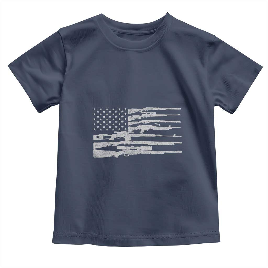 American Flag Rifle Firearm Toddler T Shirt Machine Guns 2A
