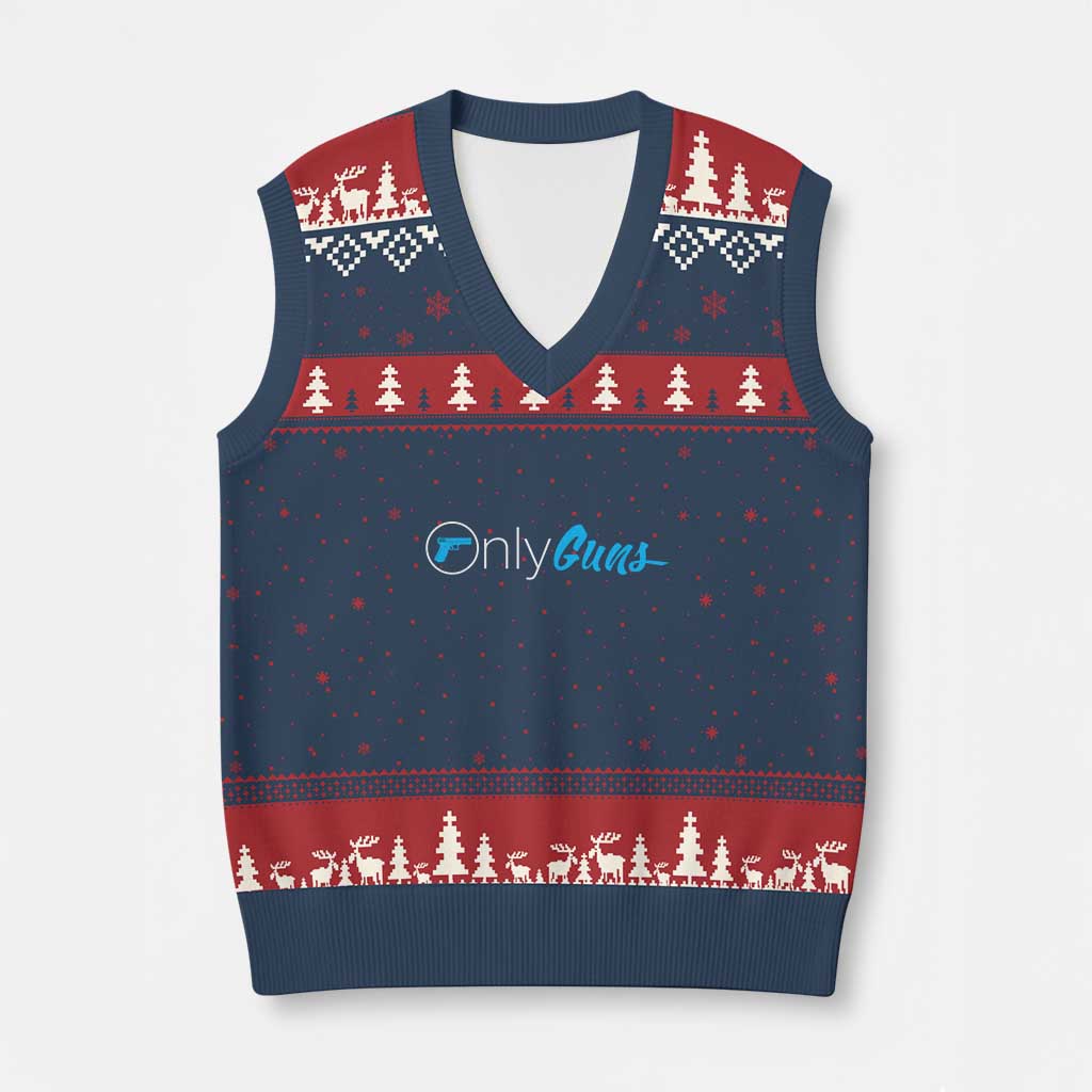 Funny Gun Owner V-Neck Knit Sweater Vest Only Guns Meme Parody - Wonder Print Shop