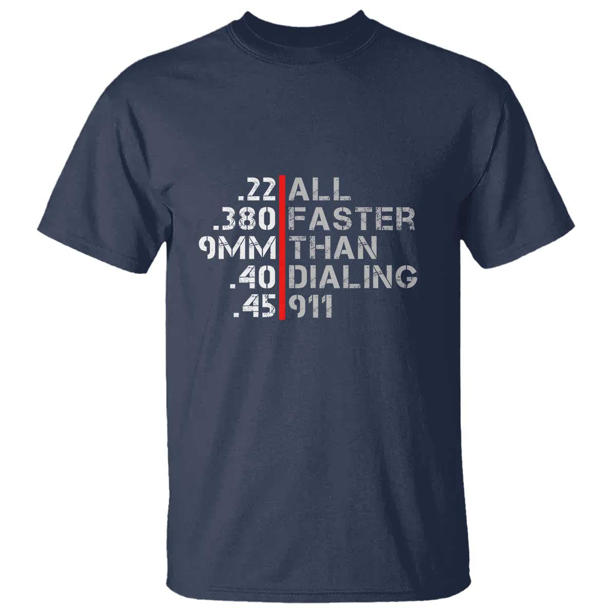 Funny Gun Owner T Shirt Faster Than Dialing 911 Bullet Diameter - Wonder Print Shop