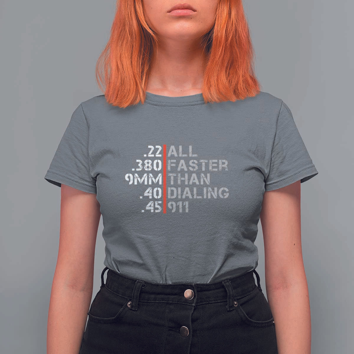 Funny Gun Owner T Shirt For Women Faster Than Dialing 911 Bullet Diameter - Wonder Print Shop