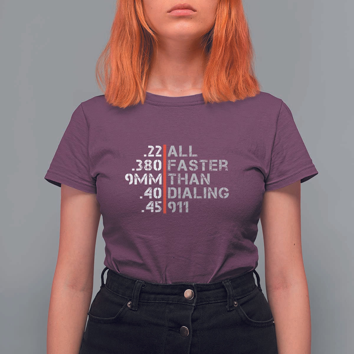 Funny Gun Owner T Shirt For Women Faster Than Dialing 911 Bullet Diameter - Wonder Print Shop