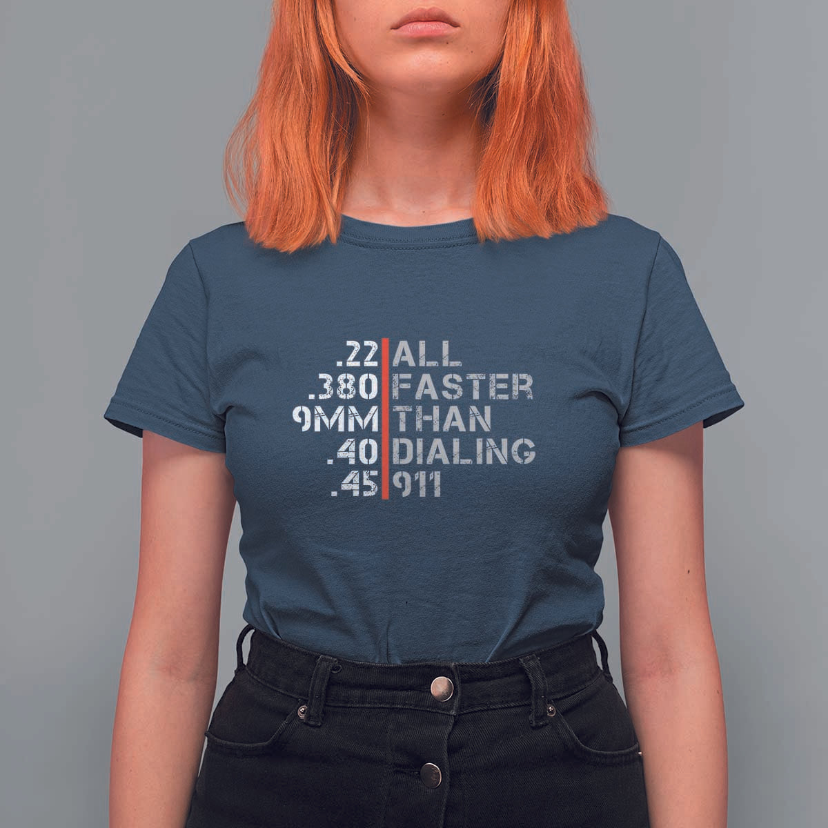 Funny Gun Owner T Shirt For Women Faster Than Dialing 911 Bullet Diameter - Wonder Print Shop