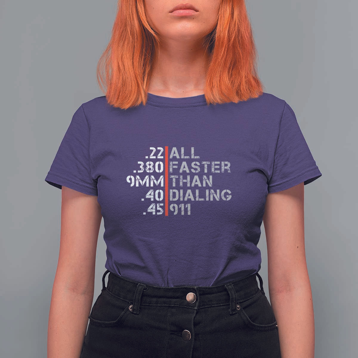 Funny Gun Owner T Shirt For Women Faster Than Dialing 911 Bullet Diameter - Wonder Print Shop