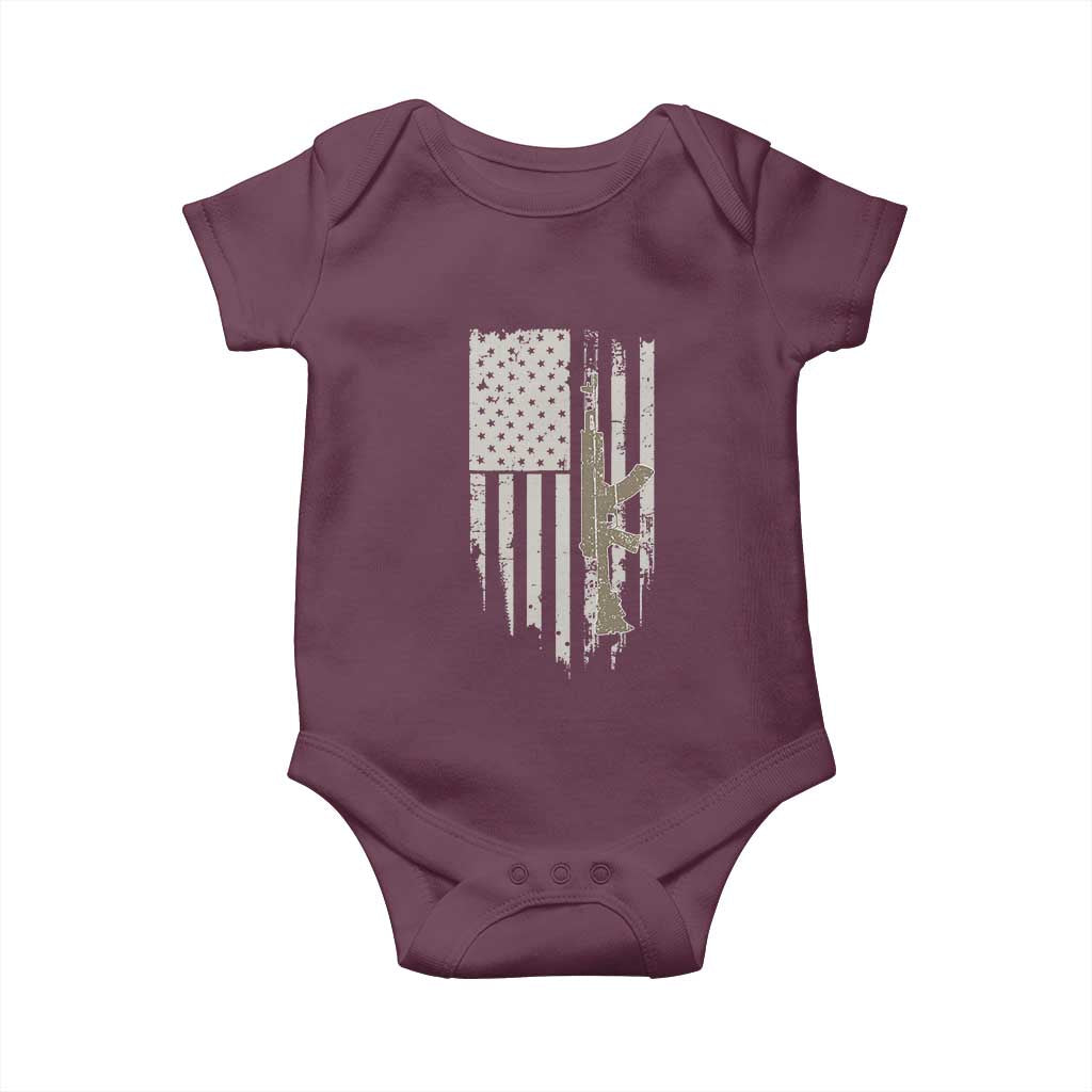 American Flag Second Amendment Baby Onesie Guns Weapons Rifles 2A Amendment Fathers Day US Flag