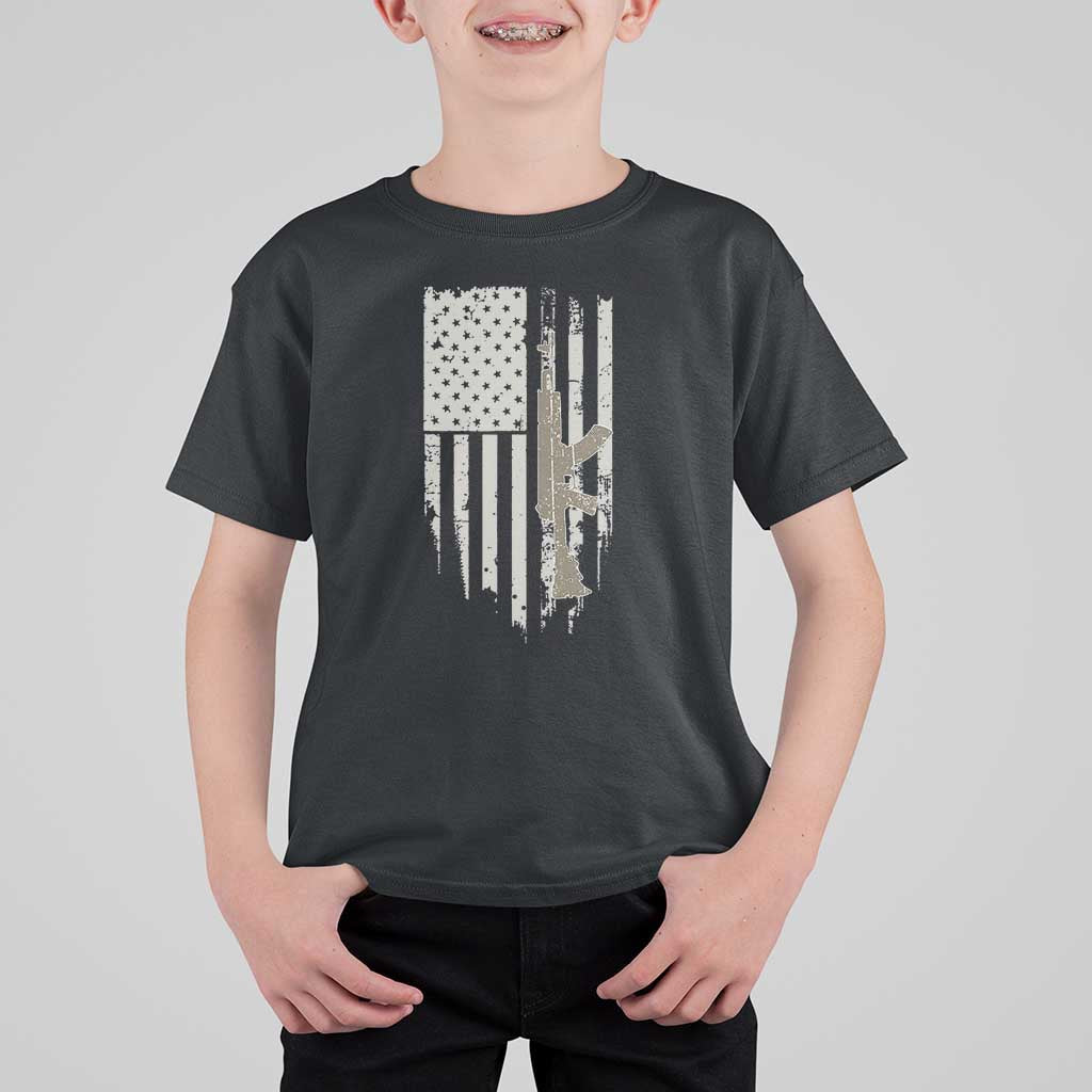 American Flag Second Amendment T Shirt For Kid Guns Weapons Rifles 2A Amendment Fathers Day US Flag - Wonder Print Shop