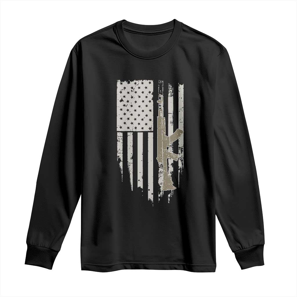American Flag Second Amendment Long Sleeve Shirt Guns Weapons Rifles 2A Amendment Fathers Day US Flag