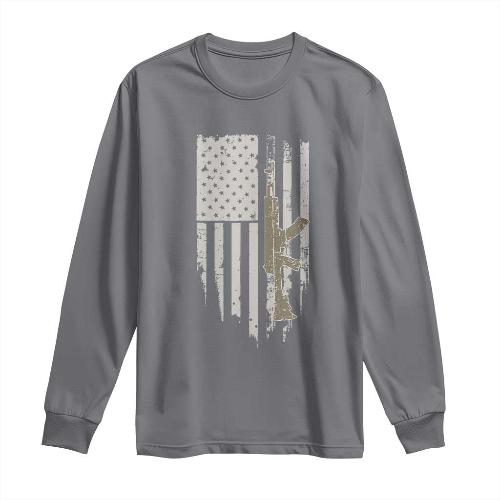 American Flag Second Amendment Long Sleeve Shirt Guns Weapons Rifles 2A Amendment Fathers Day US Flag