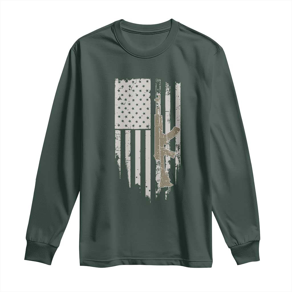 American Flag Second Amendment Long Sleeve Shirt Guns Weapons Rifles 2A Amendment Fathers Day US Flag