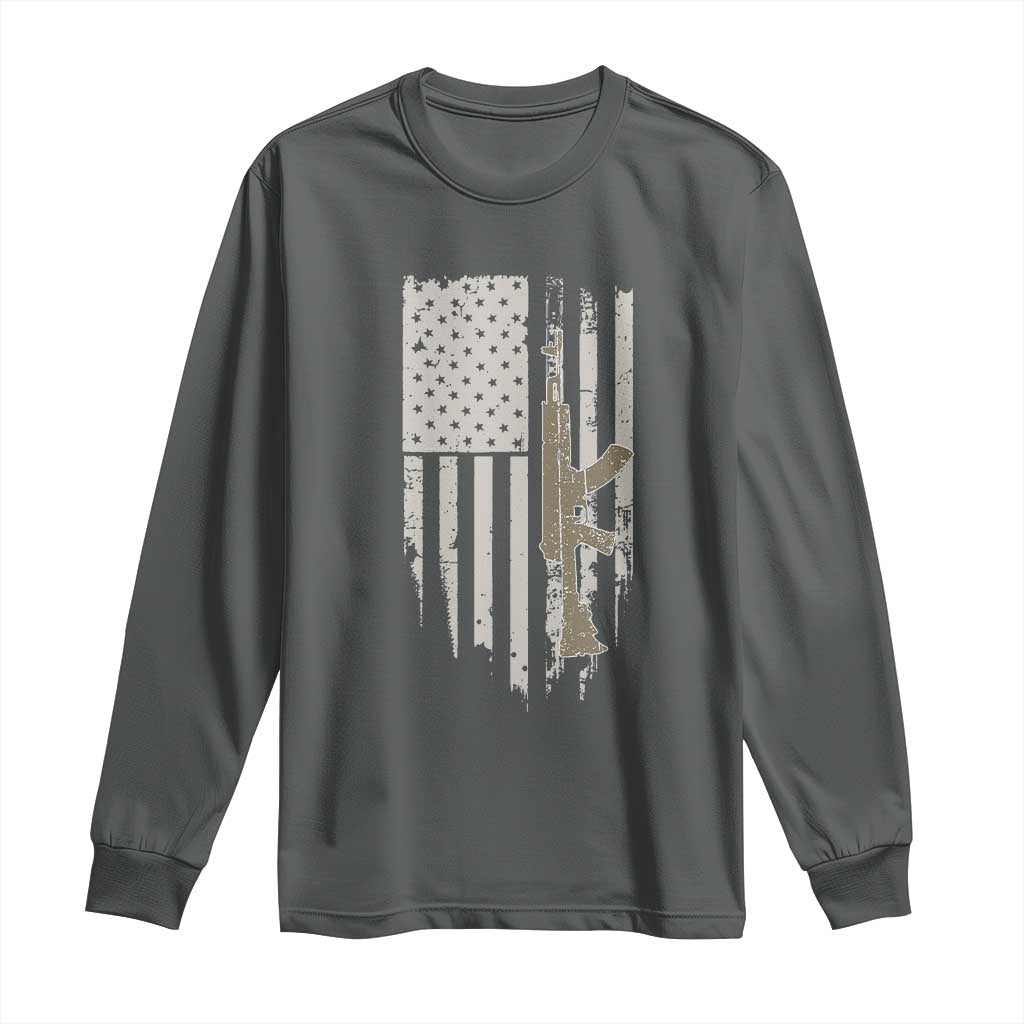 American Flag Second Amendment Long Sleeve Shirt Guns Weapons Rifles 2A Amendment Fathers Day US Flag
