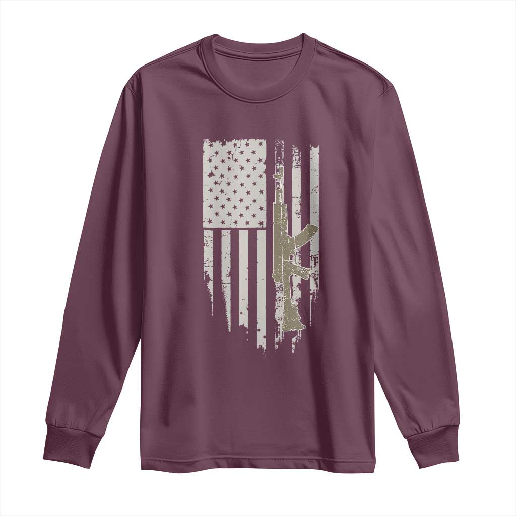 American Flag Second Amendment Long Sleeve Shirt Guns Weapons Rifles 2A Amendment Fathers Day US Flag