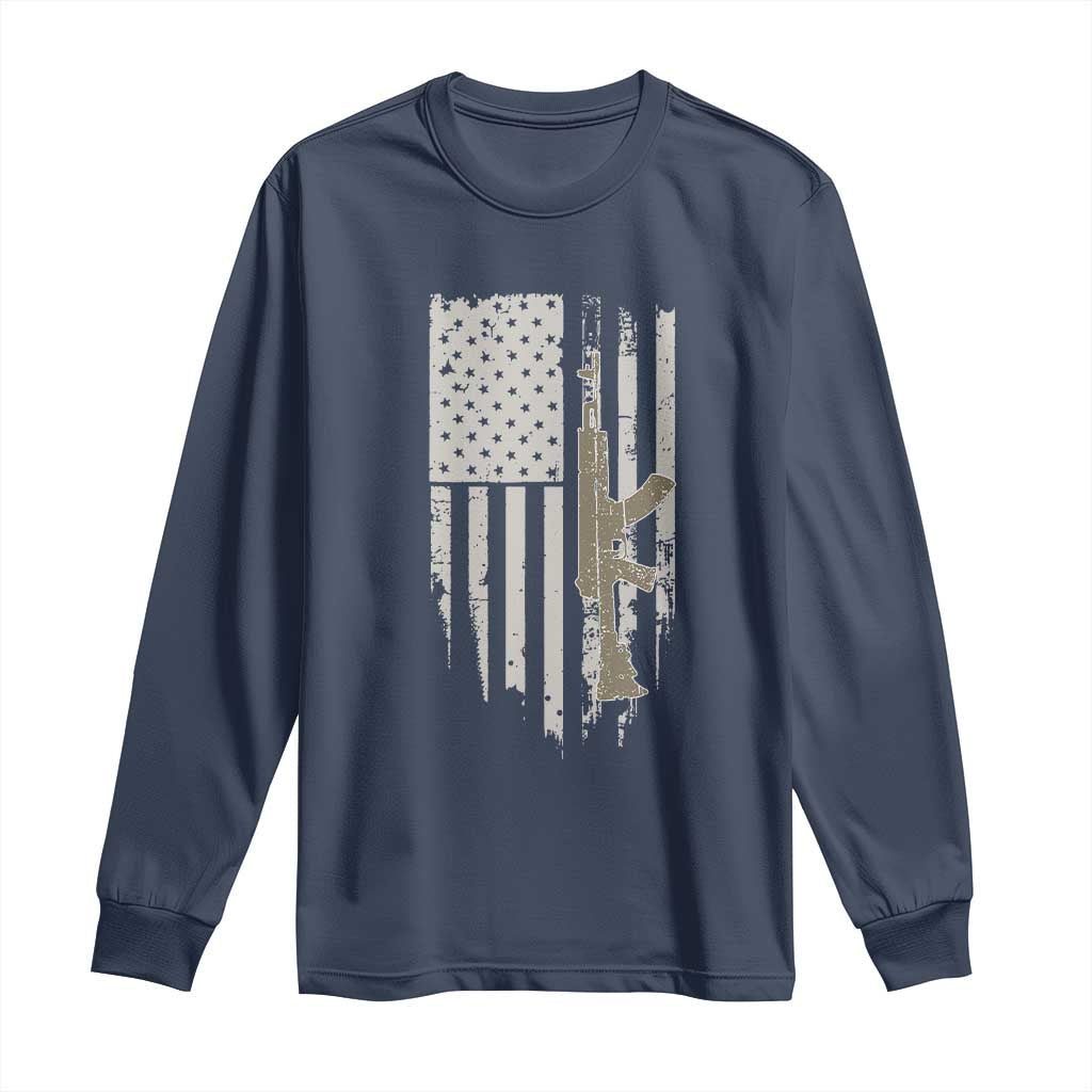 American Flag Second Amendment Long Sleeve Shirt Guns Weapons Rifles 2A Amendment Fathers Day US Flag