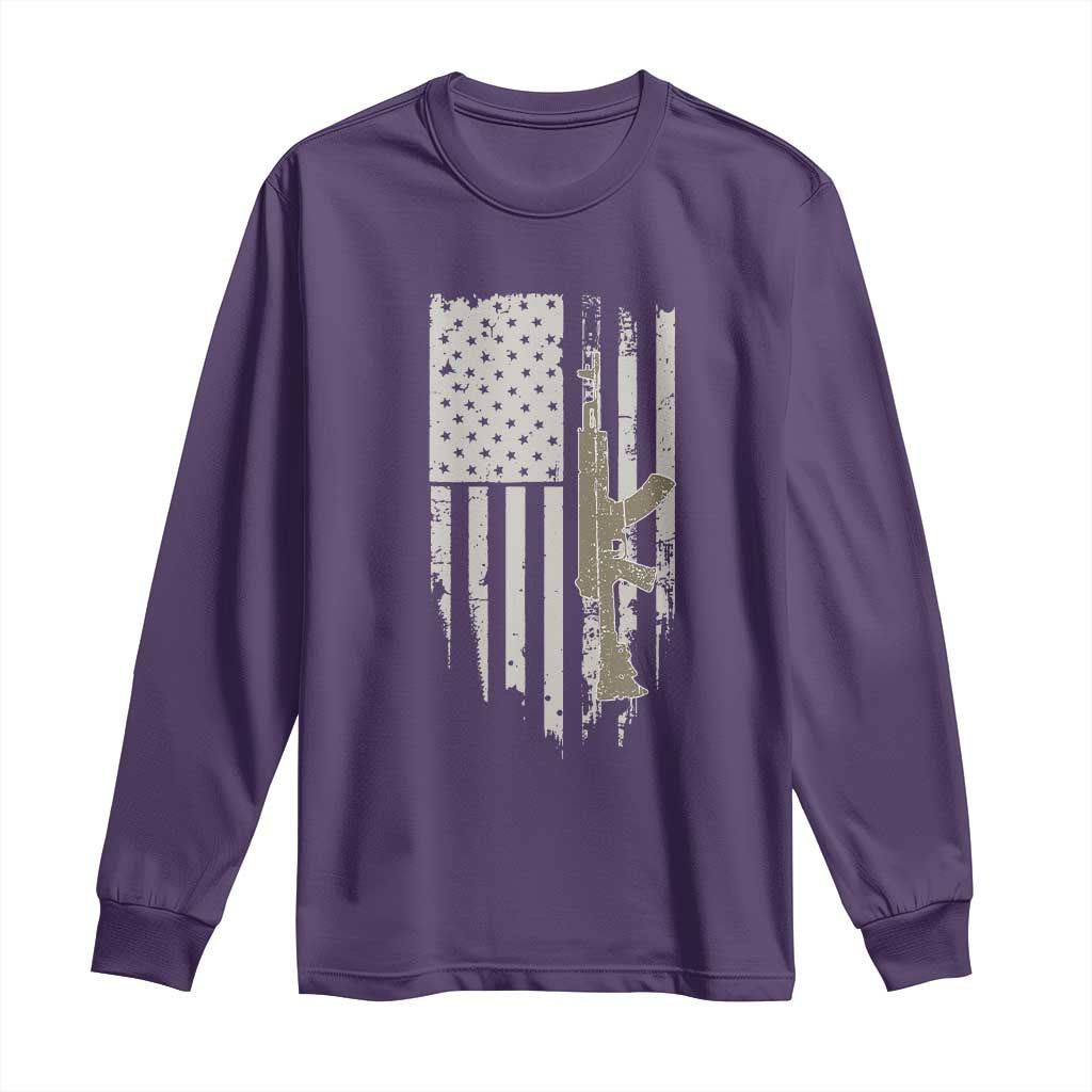 American Flag Second Amendment Long Sleeve Shirt Guns Weapons Rifles 2A Amendment Fathers Day US Flag