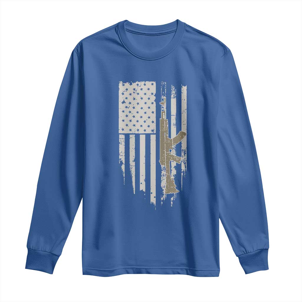 American Flag Second Amendment Long Sleeve Shirt Guns Weapons Rifles 2A Amendment Fathers Day US Flag