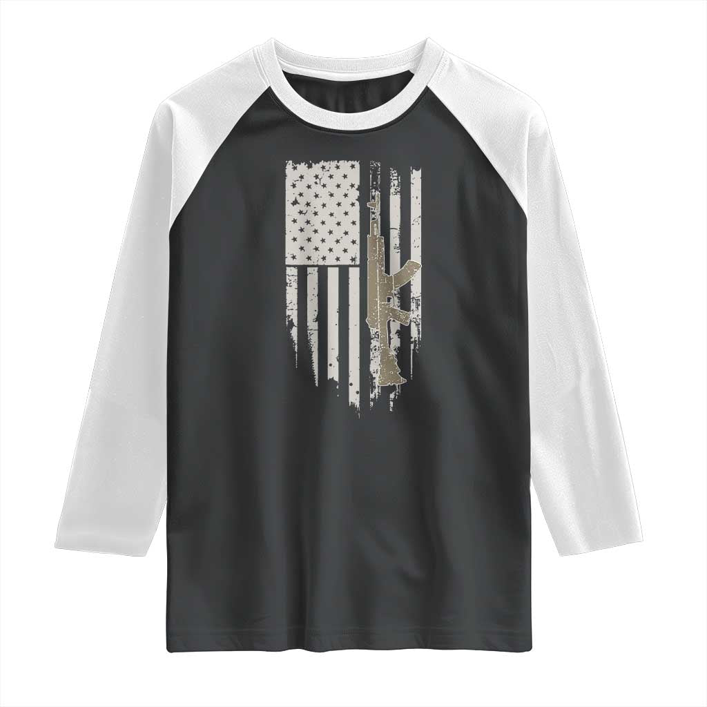 American Flag Second Amendment Raglan Shirt Guns Weapons Rifles 2A Amendment Fathers Day US Flag