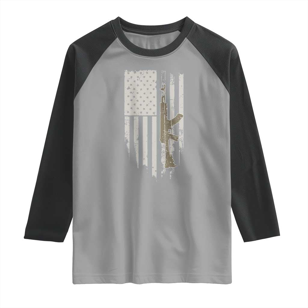 American Flag Second Amendment Raglan Shirt Guns Weapons Rifles 2A Amendment Fathers Day US Flag