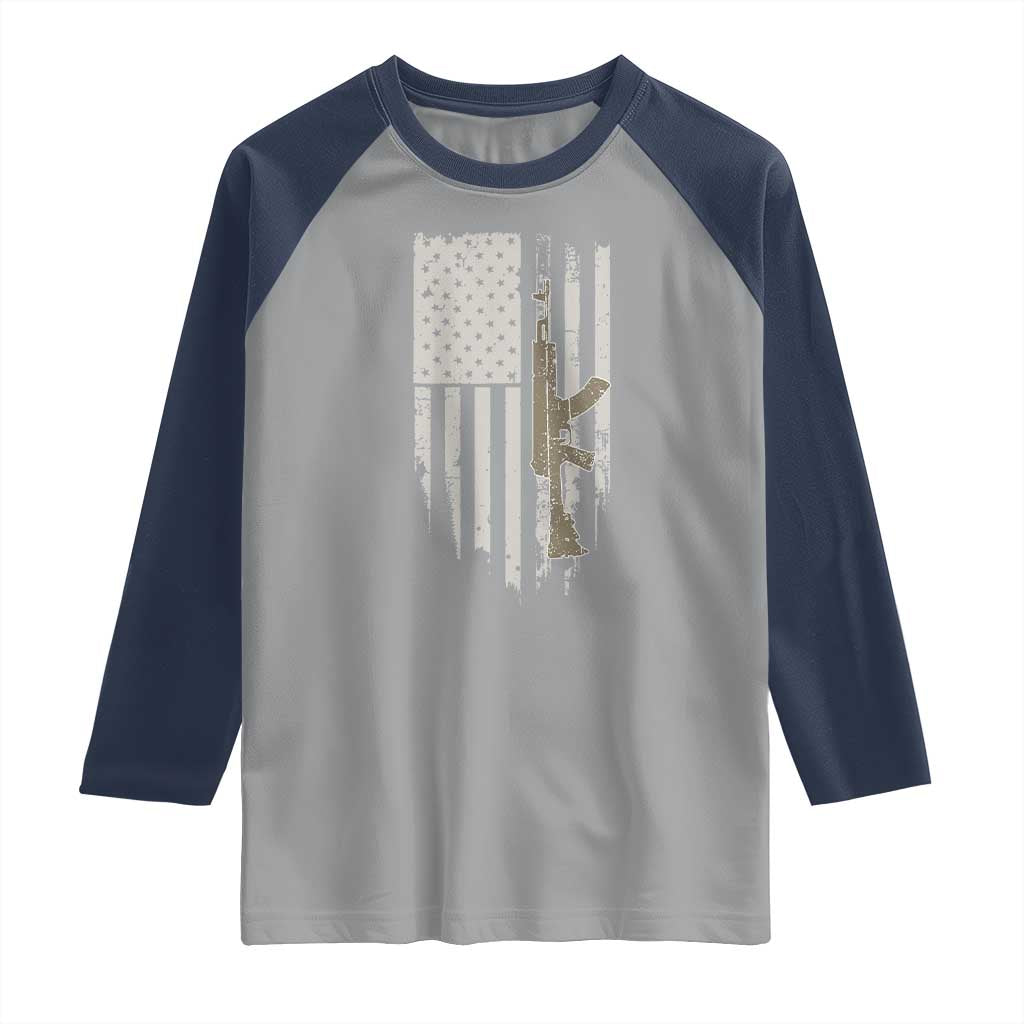American Flag Second Amendment Raglan Shirt Guns Weapons Rifles 2A Amendment Fathers Day US Flag