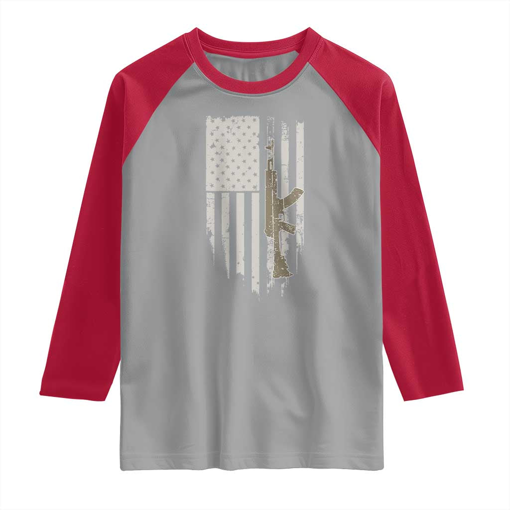American Flag Second Amendment Raglan Shirt Guns Weapons Rifles 2A Amendment Fathers Day US Flag