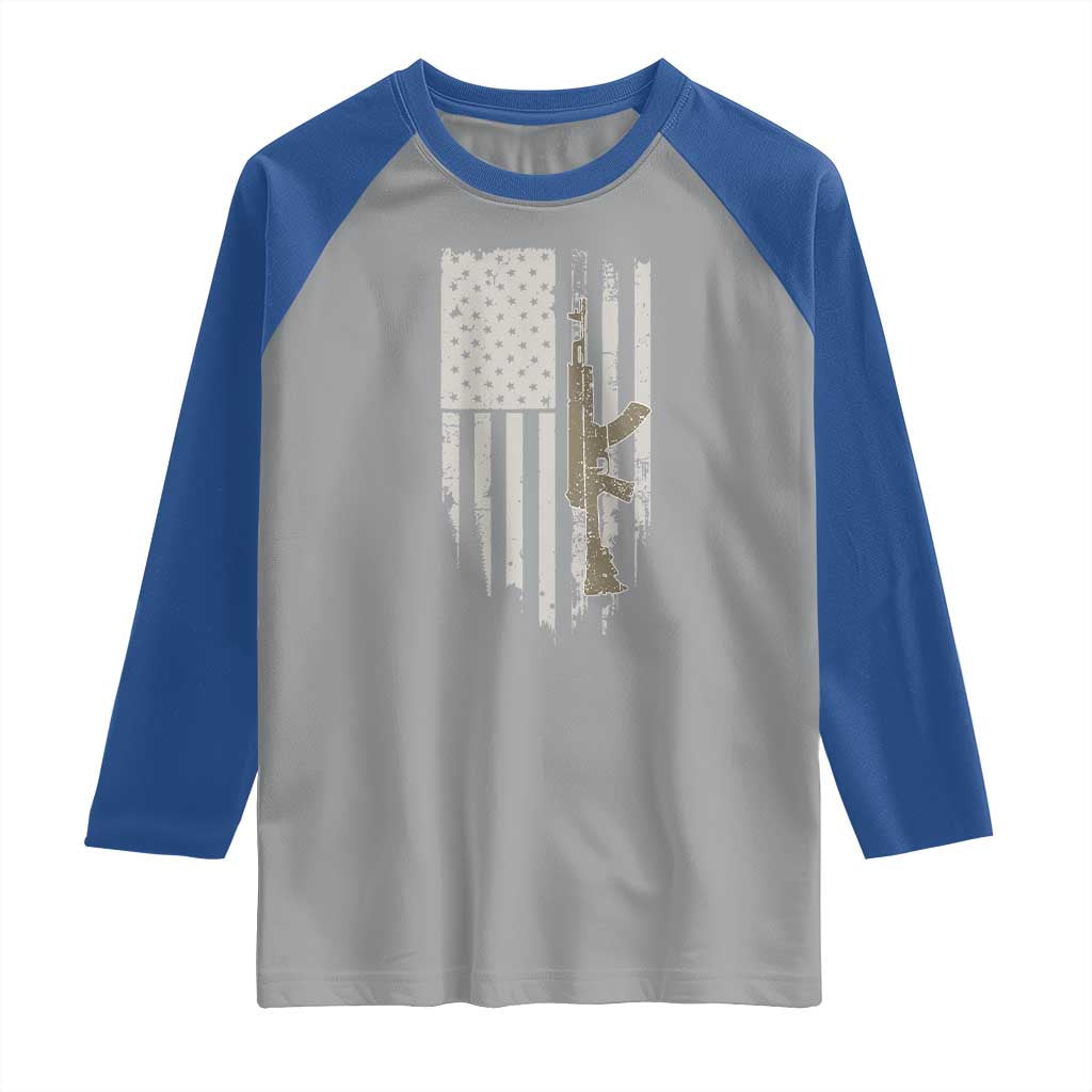 American Flag Second Amendment Raglan Shirt Guns Weapons Rifles 2A Amendment Fathers Day US Flag