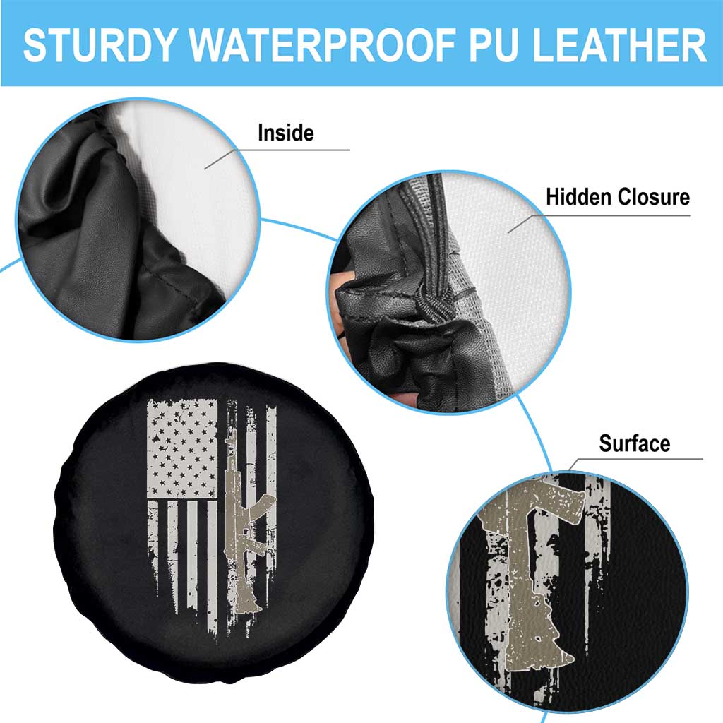 American Flag Second Amendment Spare Tire Cover Guns Weapons Rifles 2A Amendment Fathers Day US Flag