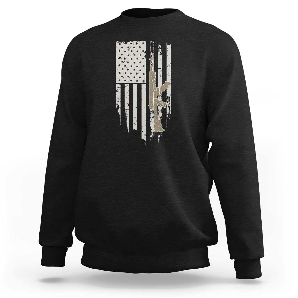 American Flag Second Amendment Sweatshirt Guns Weapons Rifles 2A Amendment Fathers Day US Flag - Wonder Print Shop