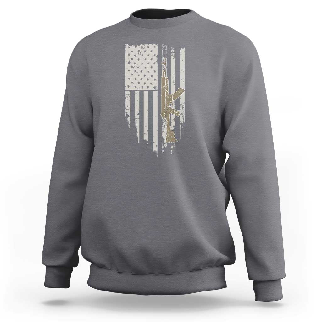 American Flag Second Amendment Sweatshirt Guns Weapons Rifles 2A Amendment Fathers Day US Flag - Wonder Print Shop